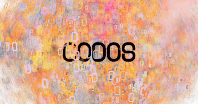 The image features the "Codos" logo in bold black text against a vibrant, painterly background of orange, pink, and yellow hues filled with scattered "0" and "1" digits, symbolizing digital data and AI. The design visually reinforces the article's theme of Codos launching a virtual Chief AI Officer to automate enterprise AI transformation.