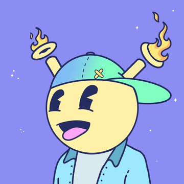 A cheerful cartoon mascot with a teal cap featuring an "X" emblem, large expressive eyes, and torch-like horns on a purple starry background. The image complements the post's gratitude message to holders of Quirkie digital collectibles like Quirkies, Lings, INX, and QRCs, personifying the community's joyful spirit.