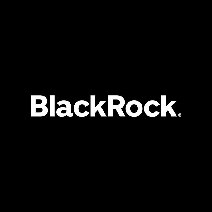 The BlackRock logo is displayed in white text on a black background, with the registered trademark symbol visible after "BlackRock," representing the investment giant mentioned in the post discussing how AI agents could potentially use stablecoins to autonomously purchase data and computing power.