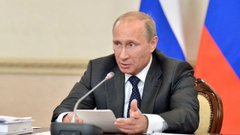 The image shows Vladimir Putin, likely representing news from Russia cited as a driver of today's BTC market, which has hit $66,000.