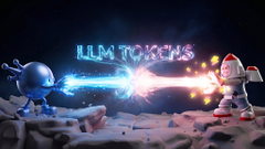 The image features a cartoon scene of two robots engaged in combat with each other using blue and white laser beams. The robot on the left has a blue body and is holding a blue laser beam, while the robot on the right has a red body and is also wielding a blue laser beam. The background of the image shows a rocky landscape under a starry sky.

The post appears to be promoting an AI-related game or activity called "LLM Tokens". It suggests that players can convert their staking power into tokens, which they can use to fund their AI agents and extend their Minds in the game. The post also mentions a program called "MOCA Stakers" for those interested in participating in this activity.