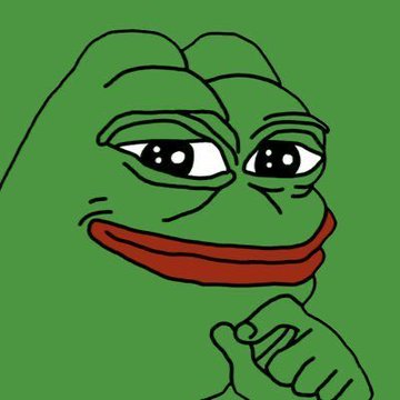 A classic illustration of the green Pepe the Frog meme character with half-lidded eyes and red lips.