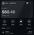 The image displays a mobile payment system where an individual is making a transaction for Bitcoins at $50.48. The text on the app indicates that the next six months will be life-changing, Bitcoin prices will reach approximately $200,000, Ethereum will exceed $10,000, SOL will reach $1,000, XRP will reach $5,000, SUI will reach $4,500, and altcoins may explode. This might make investing in cryptocurrency a more viable option for the user as their investments could potentially grow significantly within this time frame.