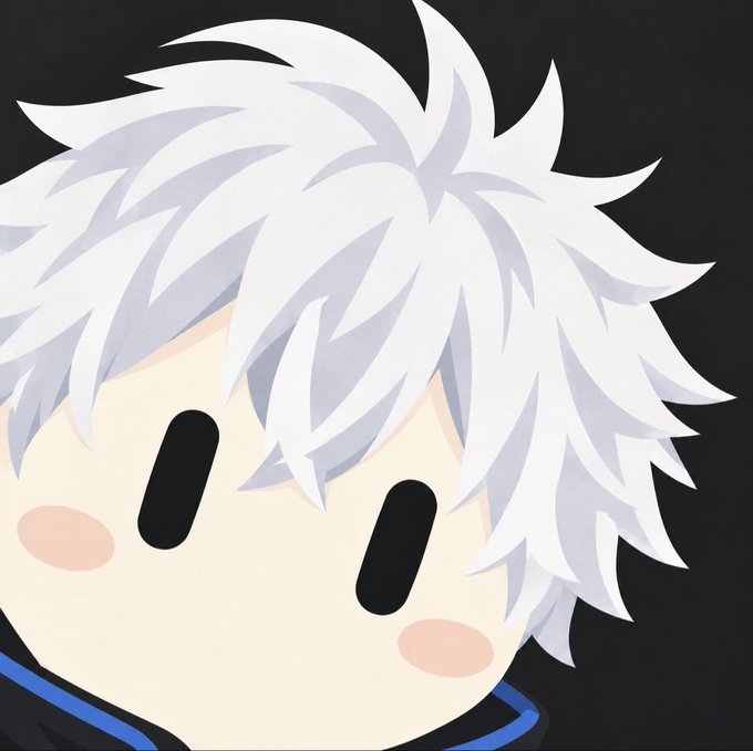 A cute chibi-style anime character with spiky white hair, simple black oval eyes, and rosy cheeks is set against a dark background. The image, paired with the "GM Winners TGIF" post, likely represents a celebratory or cheerful crypto/finance community mascot enjoying the weekend win.