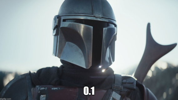 A Mandalorian warrior in iconic Beskar armor stands stoically, with "0.1" displayed below, evoking the disciplined certainty of an operator who relies on collective wisdom rather than guesswork to guide their decisive actions.