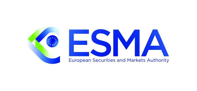 The official logo of ESMA (European Securities and Markets Authority) displayed in blue text with the EU stars emblem on a white background.