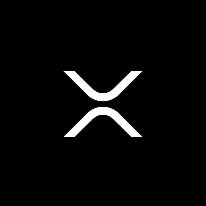 A minimalist white 'X' logo on a black background, representing the XRP cryptocurrency.