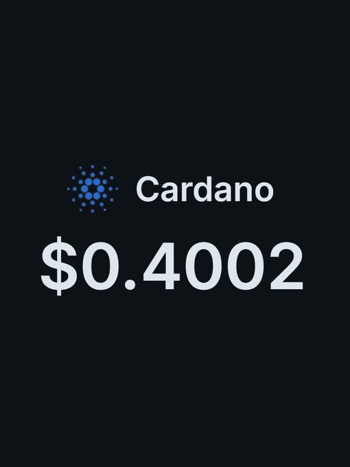 A dark graphic displays the Cardano (ADA) logo alongside its current price of $0.4002, reinforcing the post's optimistic sentiment to give $ADA a couple of months for potential price recovery or growth.