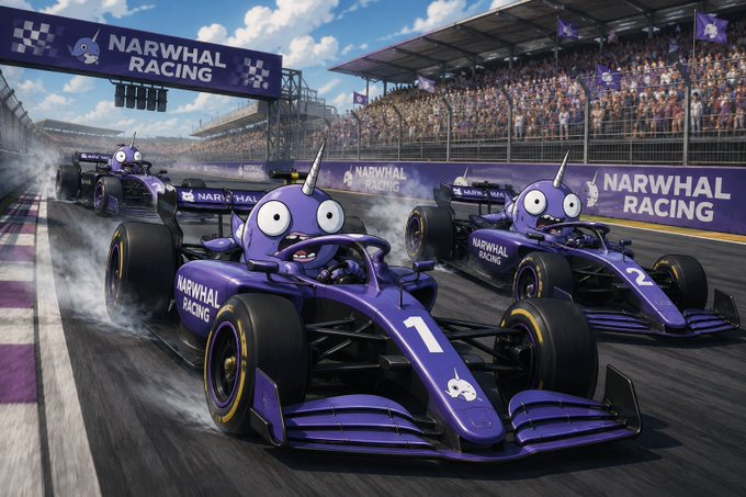 The image features a purple race car with cartoon characters on its side driving down a track at a racetrack. The caption reads "3 days left #streakLeague If you'r outside the top 25 and you'r still here, this is your last clean window for 27,500 $MON prize pool Make it count." This message seems to be related to the racing event taking place in the image.