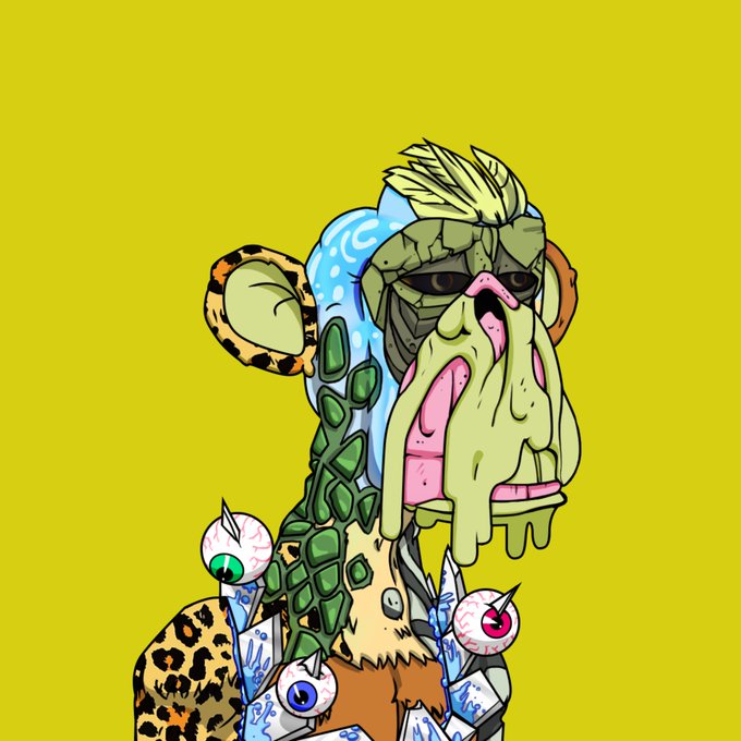 Illustration of a grotesque cartoon character with a sagging, melting face, blonde hair, and eyeballs on stalks, set against a yellow background.