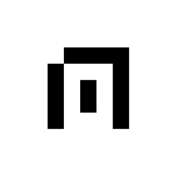 A minimalist black and white geometric logo composed of rectangular shapes forming a doorway or house-like symbol.