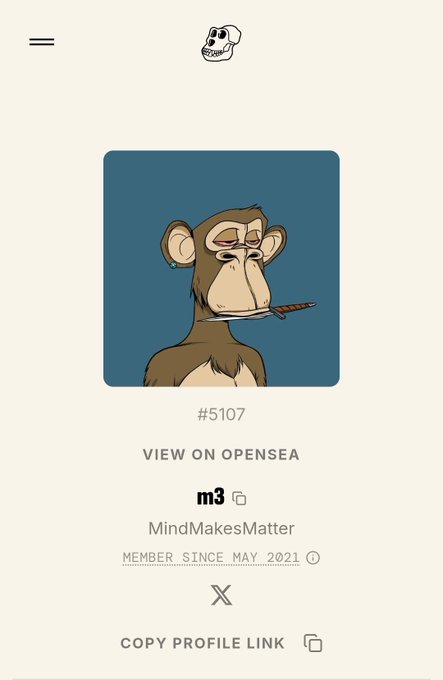 The image shows a screenshot of a social media app, specifically Facebook, with a profile picture of a monkey wearing glasses and holding a cigarette. The caption below the image reads "Where's my 2021 fam? BAYC.com/m3". This means that the image is related to a post on Facebook where the monkey is featured in the profile picture.
