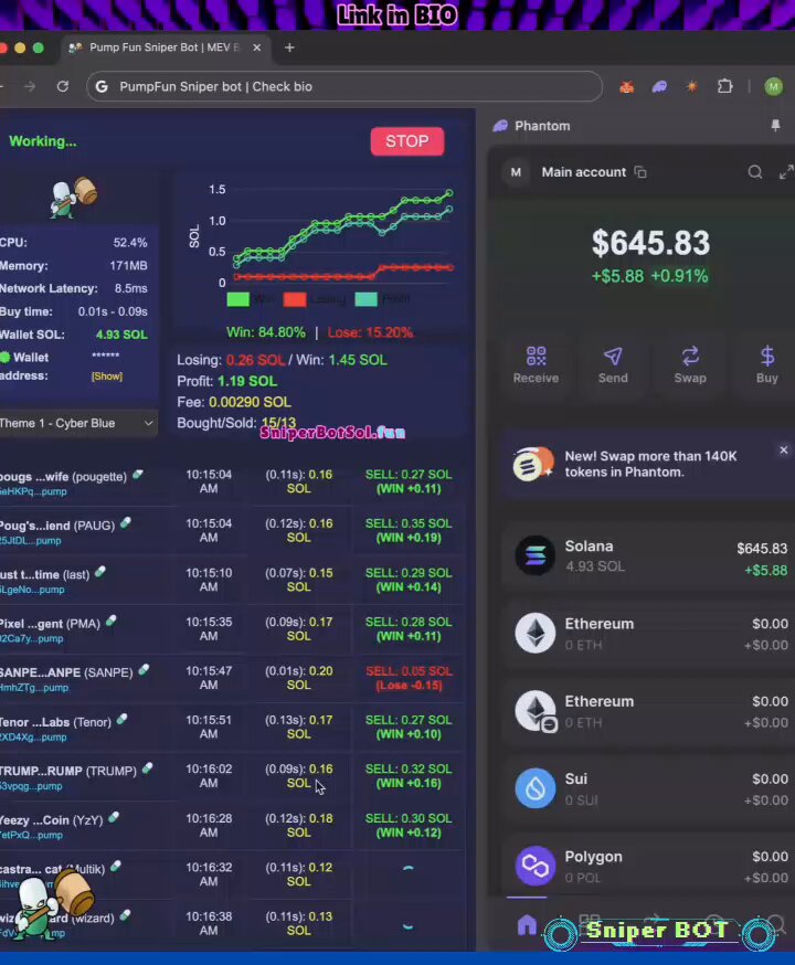 The image displays a screenshot of a page with various lists of information, likely related to trading bot systems or automated token monitoring on the Ethereum blockchain. The main focus of this particular image appears to be the "sniperbotsol" system, which is a type of automated trading bot designed for rapid execution and efficiency in trading. Additionally, there are other tokens listed as well, providing more context for potential investment opportunities within the Ethereum ecosystem.