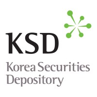 The logo for KSD (Korea Securities Depository) features black text alongside a green stylized asterisk-like icon on a white background.