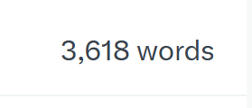 A simple text display reading '3,618 words' on a white background.