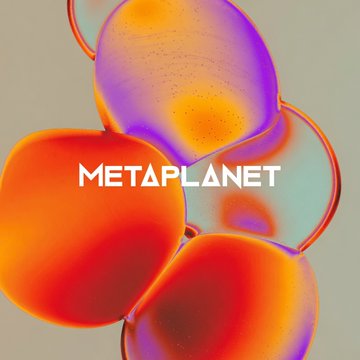 A vibrant, abstract background featuring iridescent, bubble-like shapes in orange, pink, and teal hues is overlaid with the bold white text "METAPLANET," visually representing the company's innovative and forward-looking approach to building a new kind of financial institution around Bitcoin, including its proposed tokenized Bitbond platform.
