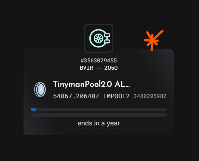 The image shows a computer screen with a message that reads "ends in a year". The text also includes an orange arrow pointing towards the bottom right corner of the image, which seems to be a reference or a hint about something related to the TinymanPool2.0 AL feature on the computer.