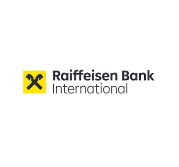 The Raiffeisen Bank International logo featuring two yellow crossed arrows and black text on a white background.