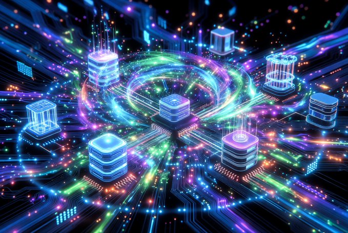 The image shows a complex network of interconnected cubes with various colors, including blue, green, purple, orange, and yellow. The cubes are arranged in a way that resembles a cityscape or a bustling metropolis. The background of the image is black, which contrasts with the colorful cubes and makes them stand out even more. The text "Since going live on April 2, @quipnetwork has seen huge growth" indicates that this network has been active for some time now, and it has attracted significant attention due to its unique design and functionality.