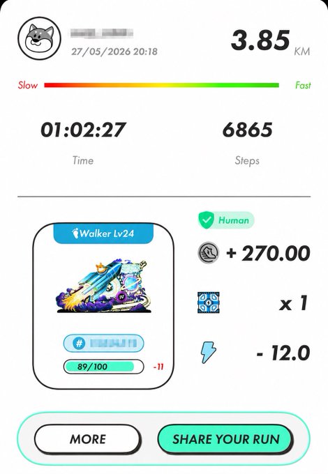 The image shows a fitness tracking app with a screen displaying various data, including step count, distance traveled, calories burned, and time spent running. The app also has an option for sharing your run with friends or followers on social media platforms.