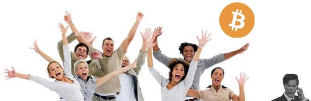 A diverse group of people cheer with their arms raised in excitement next to a Bitcoin (₿) logo, while a black-and-white image of the late twin "Bogdanoff" brothers appears in the corner—humorously positioned as the "experts" behind the bold $10,000 BTC price prediction tied to the CLARITY Act.