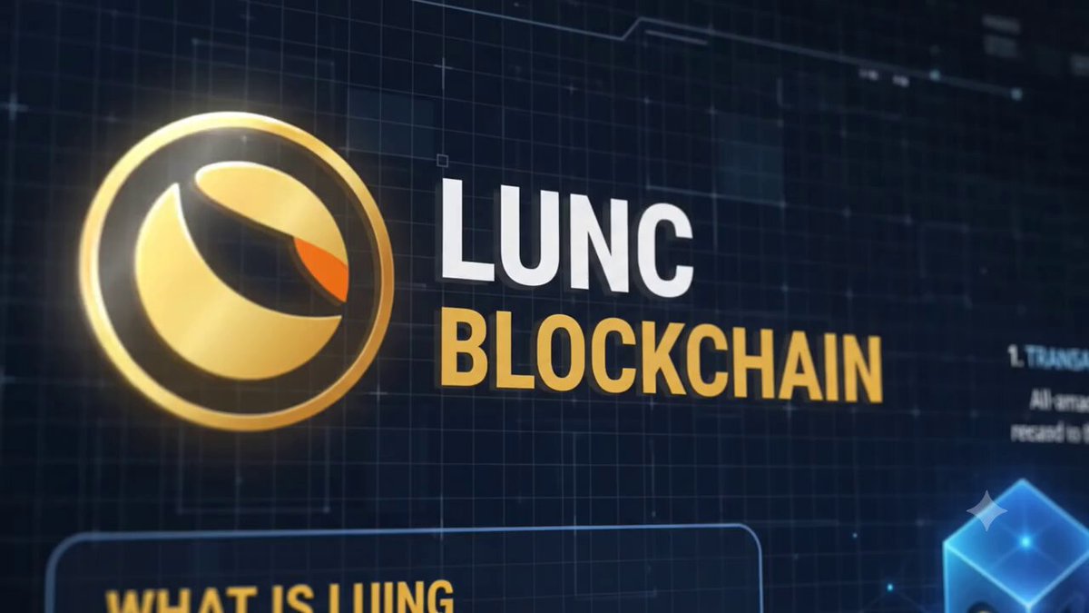 The image features a logo for Lunc Chain, which is a cryptocurrency exchange platform. The logo consists of a yellow circle with an orange "L" inside, accompanied by the word "LUNC" written below it. Below this logo, there's text that reads "What is LUNC BLOCKCHAIN?". This suggests that the image might be related to a discussion or promotion about Lunc Chain and its cryptocurrency offerings.