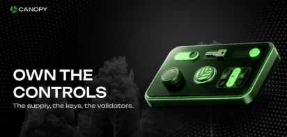 The image features a green square with various buttons, including a power button at the top left corner and several other buttons scattered throughout the center of the square. The background of the image is black, which contrasts with the green color of the buttons. Below this image, there is text that reads "OWN THE CONTROLS". This suggests that the image might be related to a post about controlling or managing something, possibly an app or a device.