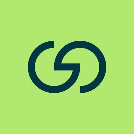 A logo featuring an interlocking dark teal 'G' and 'P' design on a bright lime green background.