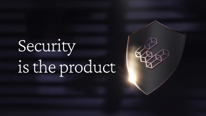 The image reinforces the message that "Security is the product" of EtherFi by displaying a stylized shield with the EtherFi logo, symbolizing protection and trust.