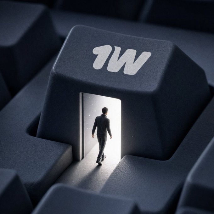 A conceptual image showing a tiny man in a suit walking into a glowing white doorway on a computer keyboard key labeled with the stylized white 'JW' logo.