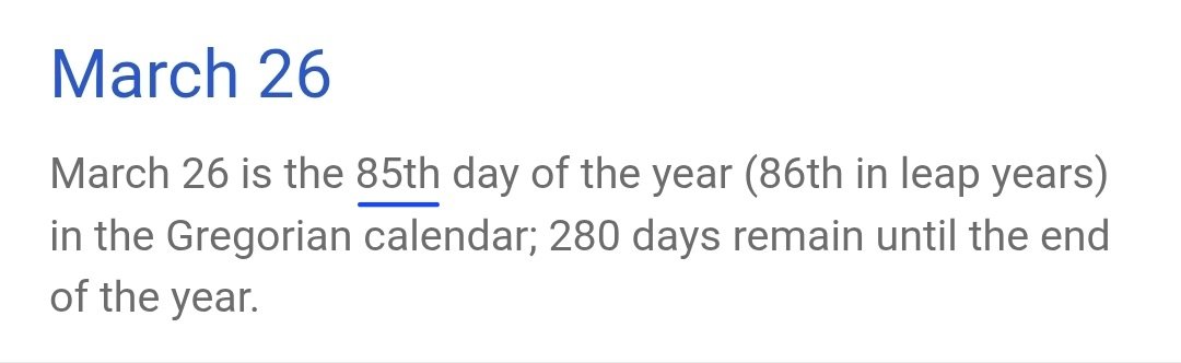 An informational card displays "March 26" as a header, with text stating it is the 85th day of the year in the Gregorian calendar, linking to a social media post celebrating the date as "Joyous Day" by user @JoelKatz with the hashtag #XRP.