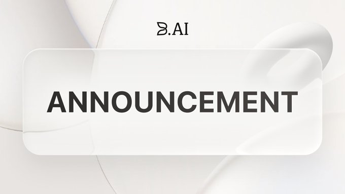 A minimalist white announcement banner for '0.AI' featuring the word 'ANNOUNCEMENT' in bold black text inside a rounded rectangle.