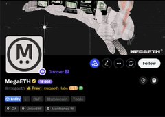 A screenshot of the MegaETH ($MEGA) CoinGecko page is displayed, showing its market cap, social links, and a low trust score of 11, reinforcing the post's claim that the project is collapsing and its community is fading after its Discord shut down.