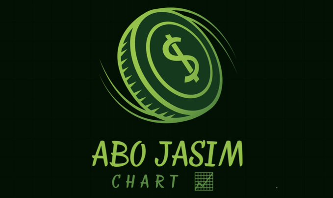 The image features a logo for an organization named "Abo Jasm Chart". The logo consists of a green coin with a dollar sign, and there are white text elements that provide more information about the chart. One such detail reads "Giveaway for 5 people - Increase based on engagement" while another says "Your wallet link is (BSC) or (TRC20)", indicating that the chart offers an opportunity to win a prize by providing certain actions online, such as liking, retweeting, and sharing with two friends within 24 hours.