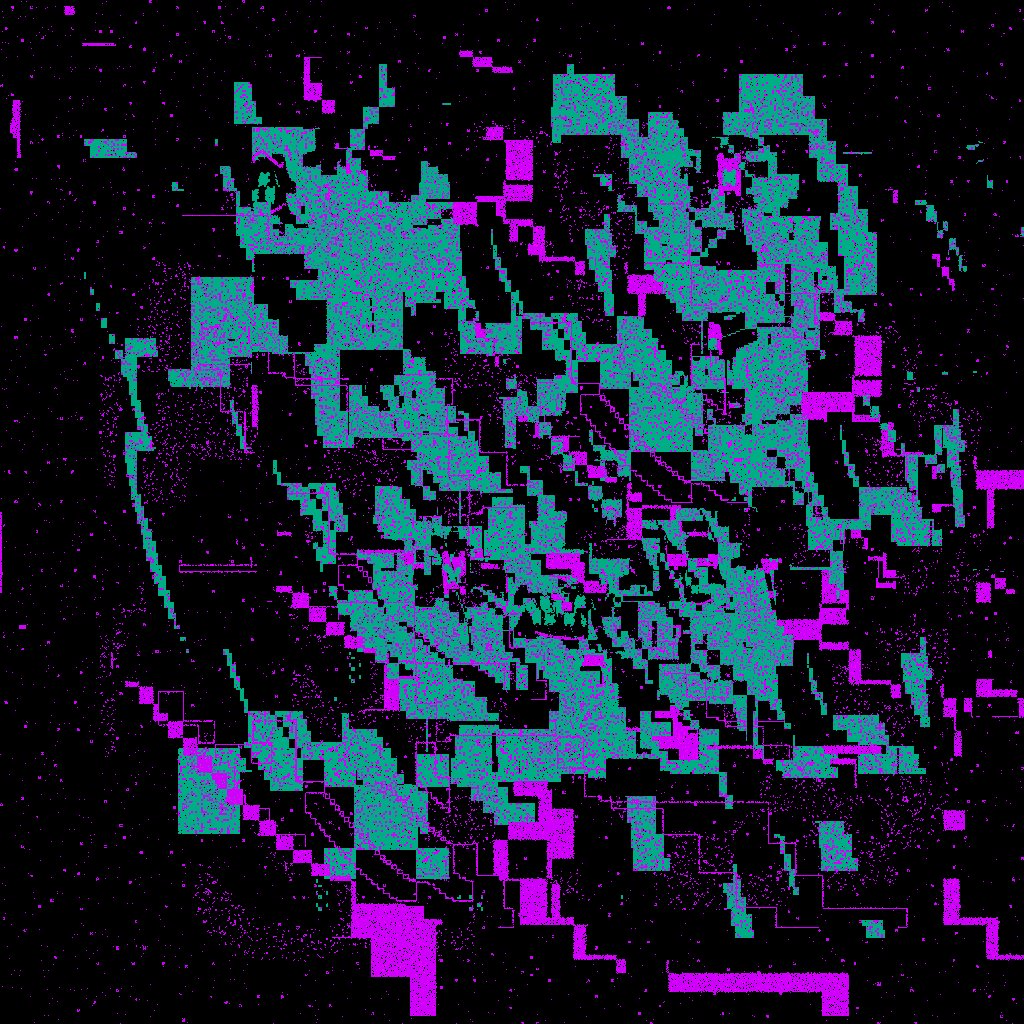 The image features a black background with a pattern of purple, green, and pink squares scattered throughout. The squares are not perfectly aligned or organized, giving the impression that they were created using an electronic device or software. The text "REMNANT #127 sold for 4.69Ξ opensea.io/assets/ethereu" is also present in the image. This suggests that the image may be related to a sale of a rare item, possibly a vintage electronic device or artwork created using digital techniques.
