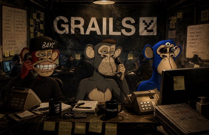 The image features a cartoon scene of three monkeys sitting at a desk, with one monkey holding a phone while another two are looking at him. The background shows a sign that says "Grains 2", which could be related to an office or store setting. There is also a person in the background who appears to be working on a computer.