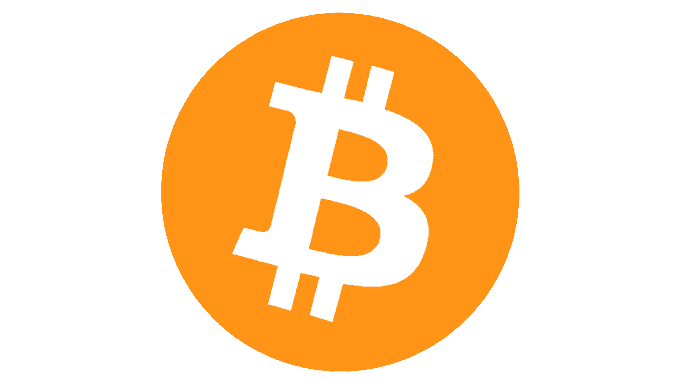 The Bitcoin logo, featuring a white 'B' symbol on an orange circular background.
