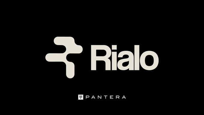 The Rialo logo is displayed in white on a black background, with 'by Pantera' credited beneath it.