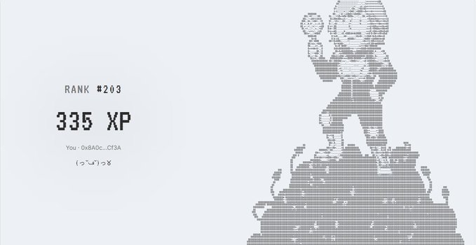 The image features a poster with a cartoon character standing on top of a mountain. The text on the poster reads "Unlock the full potential of your points on @CheckpointEX! The Testnet is now LIVE on @Arbitrum Sepolia. Start earning and accumulating chXP by completing these activities: Connect your wallet on Checkpoint Exchange, Earn 10 ch XP: checkpoint.exchange/leaderboard?".
