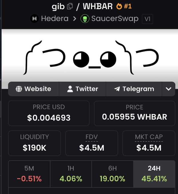 The image features a screenshot of a trading app's interface with a meme about a trading app called @krakenfx. The meme has a blue background, white text, and a cartoon face that reads "gib is big $HBAR blue chip meme, now available on @krakenfx". This post seems to be promoting the trading app or highlighting its features in a fun and engaging way.