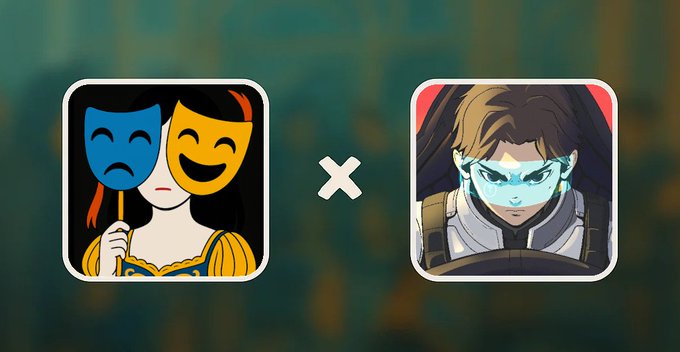 The image features two square icons with different cartoon characters on them. The top icon shows a woman wearing a blue mask, while the bottom icon displays a man wearing a gray mask. Both icons are set against a green background, creating an interesting contrast between the colors and the overall theme of the post.