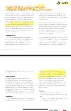 This infographic, titled "CONNECTED MONEY & STABLE PAYMENTS CROSS BORDERS TO TRIGGER ECONOMIC CORRIDORS BETWEEN NIGERIA AND EUROPE," was published by Stellar and details how the Stellar blockchain powers low-cost, fast cross-border remittances between Nigeria and the UK/EU. It highlights payment partners including Tempo Payments (linked to XRP), Cowrie Pay, Bitmama Inc., and LemFi, noting that 99% of Nigerians have had a negative experience with money transfers, showcasing Stellar's blockchain solution for remittance corridors.