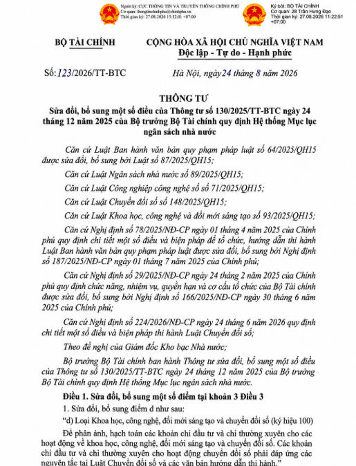 An official Vietnamese government circular (Thông tư) from the Ministry of Finance dated August 24, 2026, amending regulations on stock market membership conditions (Circular 130/2025/TT-BTC).