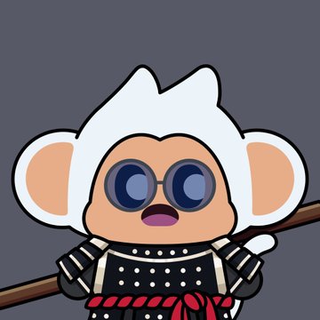 An illustration of a monkey character wearing sunglasses, a spiked black jacket, and holding a wooden stick.