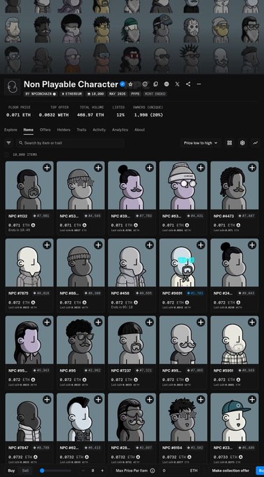 The image features a page with a large number of cartoon characters, including men and women, all wearing hats or headgear. The characters are arranged in rows, each one facing different directions. Some of them appear to be waiting for something, possibly dipping their heads into a pool of water. There is also text on the image that reads "Non Playable Character", which suggests that these characters might not be able to play games with other players due to their non-playable status. The post includes information about the characters and invites people to join them in a game, but it does not provide any details about how to access this game or what kind of game it is.