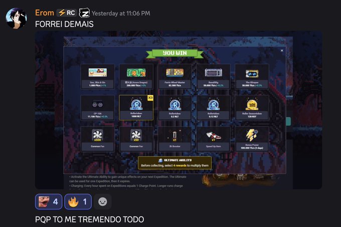 The image shows a computer screen displaying a game menu for an online multiplayer game called "Forrei Demais". The game offers various options, including different characters, abilities, and items that players can use during their gameplay sessions. The player's progress is shown in the form of a scorecard, indicating how well they are performing against other players or completing tasks within the game.