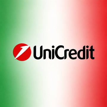 The image displays the UniCredit logo, featuring a red circular emblem with a white diagonal stripe next to the "UniCredit" wordmark in dark text, set against a backdrop blending the green, white, and red colors of the Italian flag. This visual ties directly to the post about UniCredit's exploration of crypto custody, trading, and tokenized investment services, highlighting the Italian-headquartered bank's expansion into digital asset offerings.