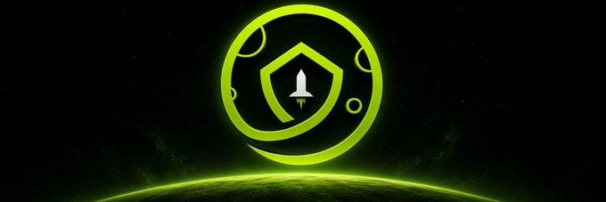 A glowing green circular emblem featuring a rocket inside a shield, set against a cosmic backdrop with a planetary horizon, serves as a banner image for the Safemoon ($SAFEMOON) token on Moby. The rocket imagery evokes upward momentum and "to the moon" aspirations commonly associated with meme tokens and crypto culture.