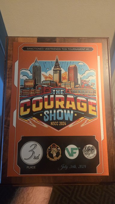 A 3rd place plaque from 'THE COURAGE SHOW NSCC 2024' sanctioned Veefriends TCG Tournament held July 26th, 2024.