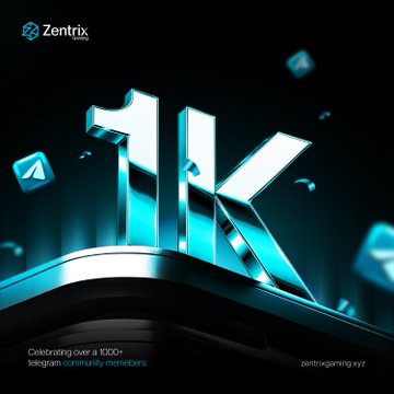 A sleek promotional graphic featuring the bold, metallic "1K" milestone symbol alongside the Zentrix logo and branding, celebrating 1,000+ Telegram community members. The futuristic design ties into the post's announcement of early access opportunities for Zentrix's product ecosystem, including Prediction Markets, Zentrix Casino, and $ZENT Staking, while directing users to join via @zentrixgaming.xyz.